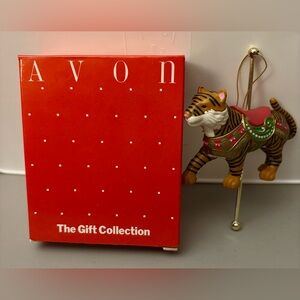 Vintage Avon “Exotic Tiger” Merry Go Round Carousel Ornament w/Box